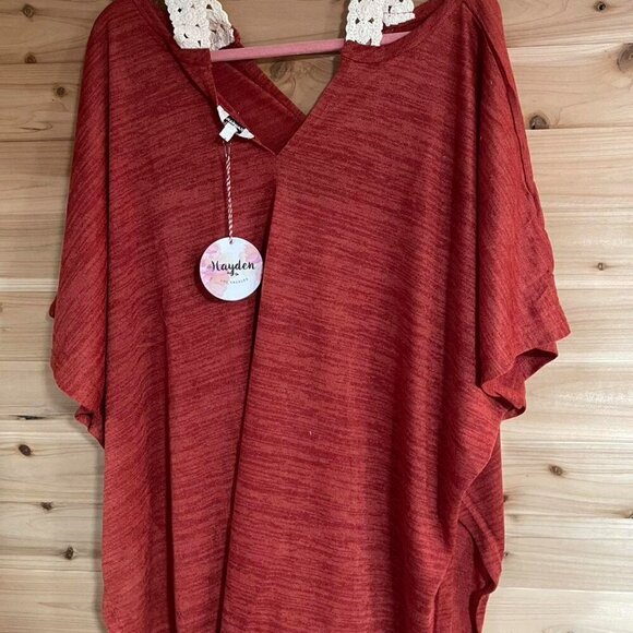 Red Lace Trim beach cover up - Picture 4 of 10